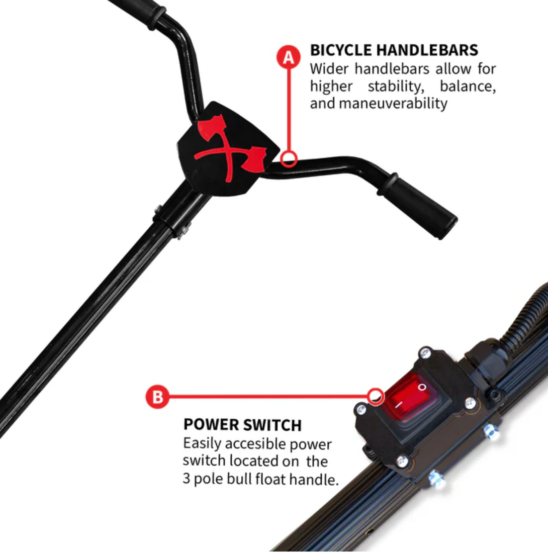 30" Portable Concrete Power Trowel with 18ft Bull Float Handle Battery Powered, 1 battery included