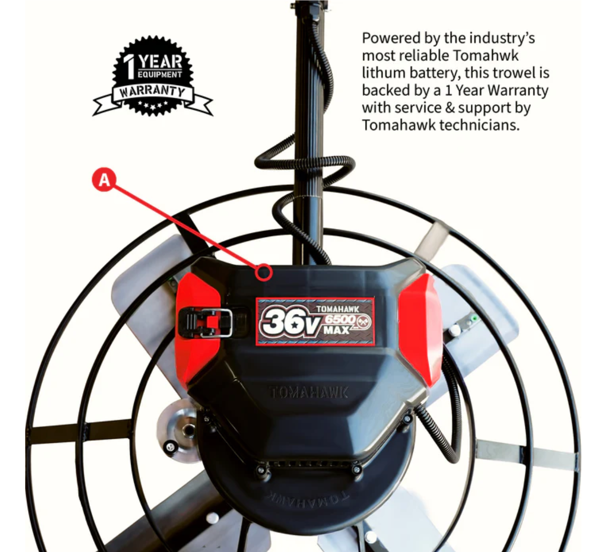 30" Portable Concrete Power Trowel with 18ft Bull Float Handle Battery Powered, 1 battery included